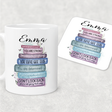 Load image into Gallery viewer, Book Stack Positive Affirmations Personalised Mug &amp; Coaster
