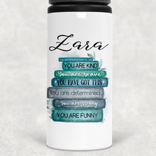 Load image into Gallery viewer, Book Stack Positive Affirmations Personalised Aluminium Straw Water Bottle 650ml
