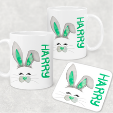 Load image into Gallery viewer, Bunny Rabbit Face Personalised Mug and Coaster Set
