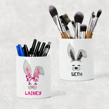 Load image into Gallery viewer, Bunny Rabbit Face Personalised Pencil Caddy / Make Up Brush Holder
