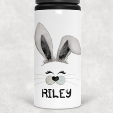Load image into Gallery viewer, Bunny Rabbit Face Personalised Aluminium Straw Water Bottle 650ml
