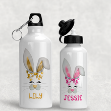 Load image into Gallery viewer, Bunny Rabbit Face Personalised Aluminium Water Bottle 400/600ml
