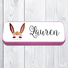 Load image into Gallery viewer, Personalised Printed Bunny School Pencil Tin - Pencil Case - Molly Dolly Crafts
