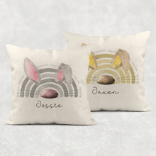 Load image into Gallery viewer, Bunnybow Hoppy Easter Bunny Rabbit Cushion Linen White Canvas

