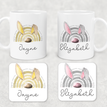 Load image into Gallery viewer, Bunnybow Hoppy Easter Bunny Rabbit Personalised Mug and Coaster Set
