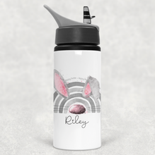 Load image into Gallery viewer, Bunnybow Hoppy Easter Bunny Rabbit Personalised Aluminium Straw Water Bottle 650ml
