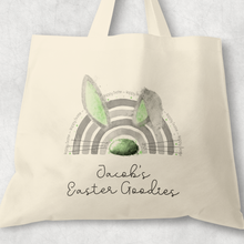 Load image into Gallery viewer, Bunnybow Hoppy Easter Bunny Rabbit Personalised Watercolour Tote Bag
