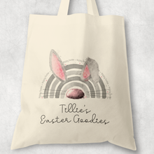 Load image into Gallery viewer, Bunnybow Hoppy Easter Bunny Rabbit Personalised Watercolour Tote Bag
