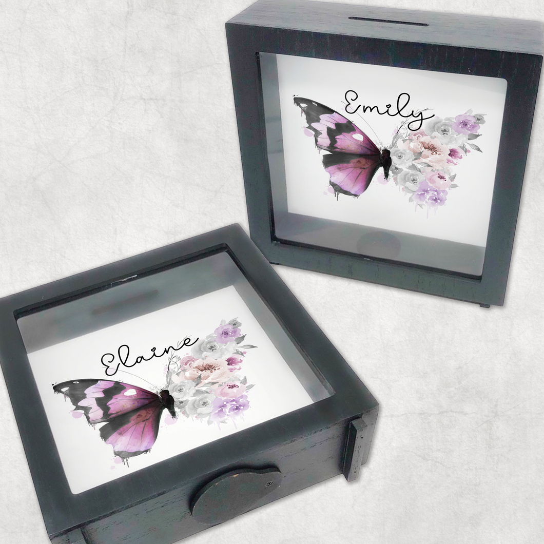 Butterfly Personalised Money Box Frame