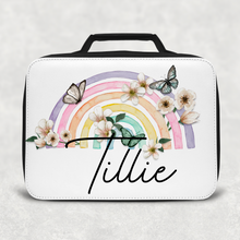 Load image into Gallery viewer, Butterfly Rainbow Personalised Insulated Lunch Bag
