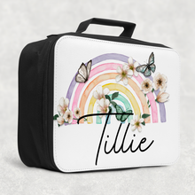 Load image into Gallery viewer, Butterfly Rainbow Personalised Insulated Lunch Bag
