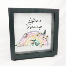 Load image into Gallery viewer, Butterfly Rainbow Personalised Pocket Money Box Frame
