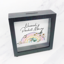 Load image into Gallery viewer, Butterfly Rainbow Personalised Pocket Money Box Frame
