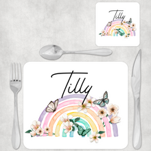 Load image into Gallery viewer, Butterfly Rainbow Kids Dinner Placemat
