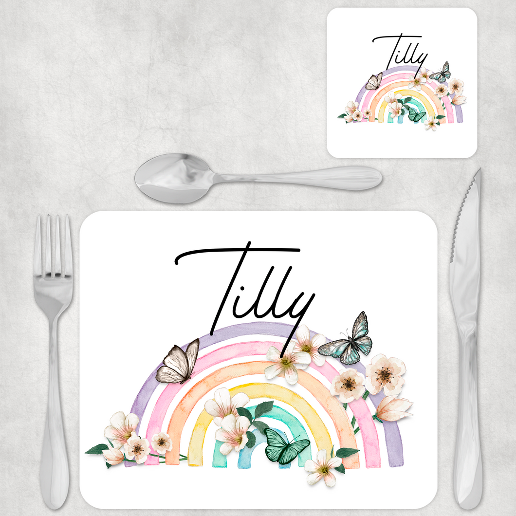 Butterfly Rainbow Kids Dinner Placemat