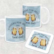 Load image into Gallery viewer, Cheers For Being the Best Dad Personalised Watercolour Mug
