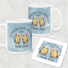 Load image into Gallery viewer, Cheers For Being the Best Dad Personalised Watercolour Mug
