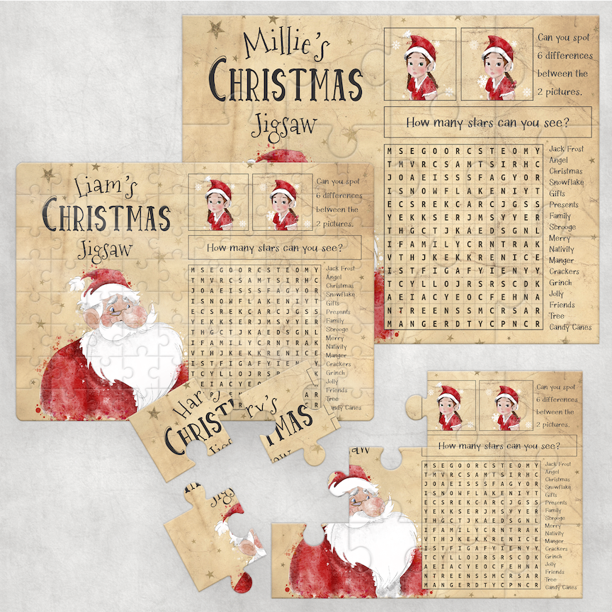 Christmas Activity Personalised Jigsaw Various Sizes & Pieces