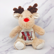 Load image into Gallery viewer, Christmas Ballet Dancer Alphabet Personalised Reindeer Plush Toy
