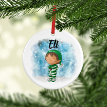 Load image into Gallery viewer, Santa, Mrs Claus, Reindeer or Elf Personalised Ceramic Christmas Bauble
