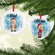 Load image into Gallery viewer, Santa, Mrs Claus, Reindeer or Elf Personalised Ceramic Christmas Bauble
