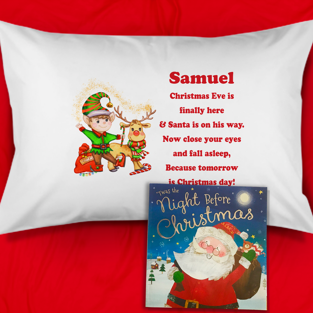 Various Characters Personalised Christmas Eve Pillow Case & Book