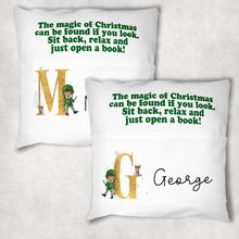 Load image into Gallery viewer, Christmas Eve Personalised Pocket Book Cushion Cover White Canvas
