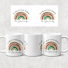 Load image into Gallery viewer, Festive Rainbow Personalised Family Christmas Mug
