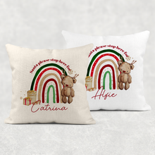 Load image into Gallery viewer, Reindeer Bear Rainbow Christmas Cushion
