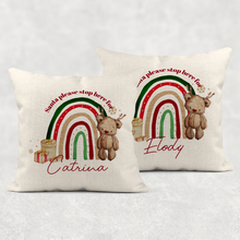 Load image into Gallery viewer, Reindeer Bear Rainbow Christmas Cushion
