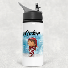 Load image into Gallery viewer, Santa, Mrs Claus, Reindeer or Elf Christmas Personalised Aluminium Straw Water Bottle 650ml
