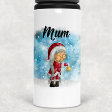 Load image into Gallery viewer, Santa, Mrs Claus, Reindeer or Elf Christmas Personalised Aluminium Straw Water Bottle 650ml
