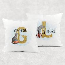 Load image into Gallery viewer, Circus Alphabet Cushion Linen White Canvas
