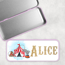 Load image into Gallery viewer, Circus Personalised School Pencil Tin
