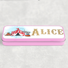 Load image into Gallery viewer, Circus Personalised School Pencil Tin
