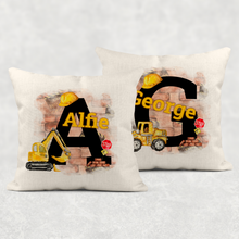 Load image into Gallery viewer, Construction Alphabet Linen Cushion
