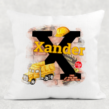 Load image into Gallery viewer, Construction Alphabet Linen Cushion
