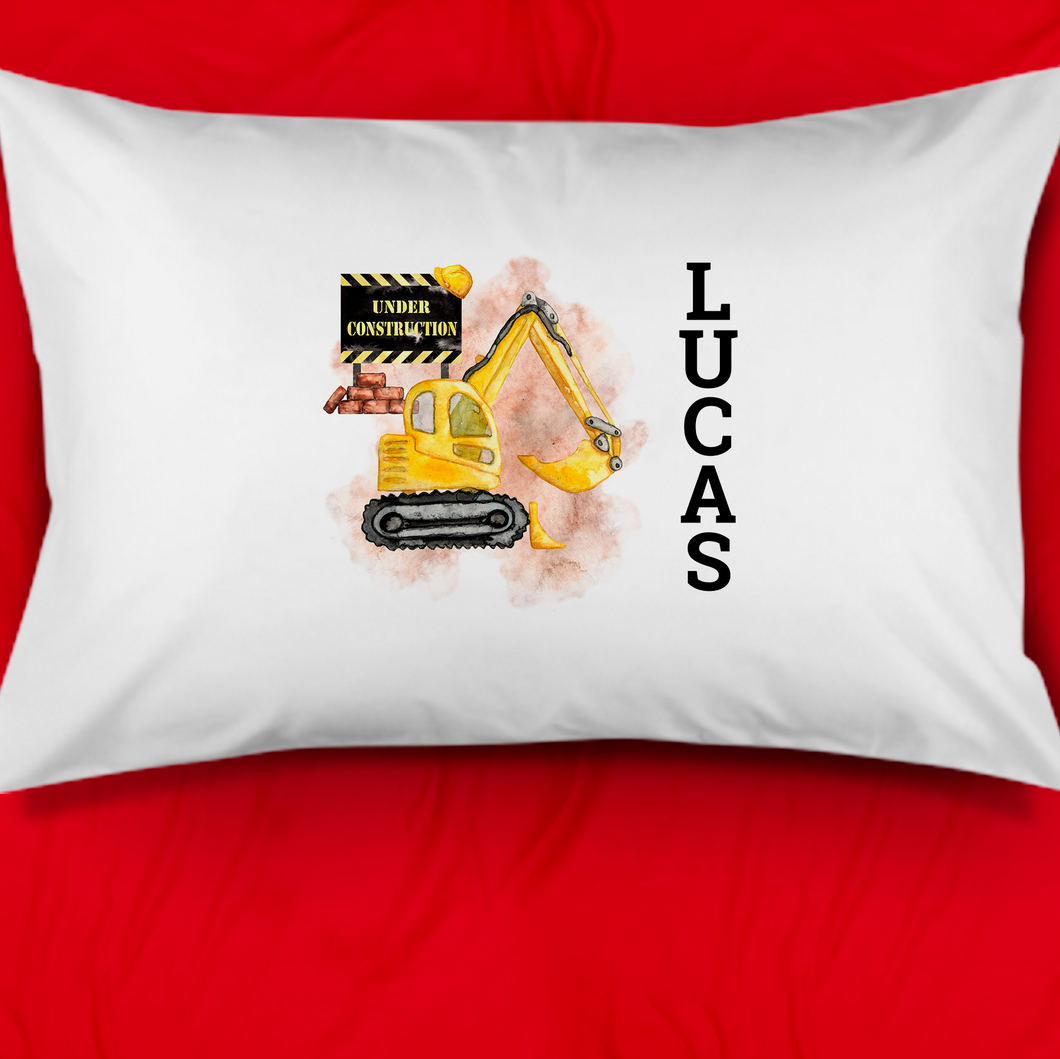 Construction Personalised Pillow Case