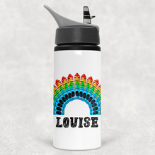 Load image into Gallery viewer, Crayon Rainbow Personalised Aluminium Straw Water Bottle 650ml
