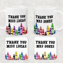 Load image into Gallery viewer, Teacher Crayon Thank You Personalised Mug &amp; Coaster

