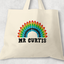 Load image into Gallery viewer, Crayon Rainbow Teacher Thank You Gift Tote Bag
