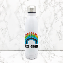 Load image into Gallery viewer, Crayon Rainbow Teacher Thank You Personalised Travel Flask
