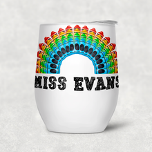 Load image into Gallery viewer, Teacher Crayon Rainbow Personalised 400ml Stemless Wine Tumbler
