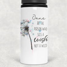 Load image into Gallery viewer, Dandelion See the Wish Not the Weed Personalised Aluminium Straw Water Bottle 650ml
