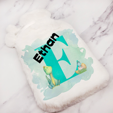 Load image into Gallery viewer, Dino Alphabet Personalised Hot Water Bottle Cover
