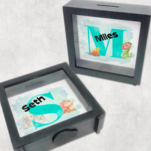 Load image into Gallery viewer, Dinosaur Alphabet Personalised Money Box Frame
