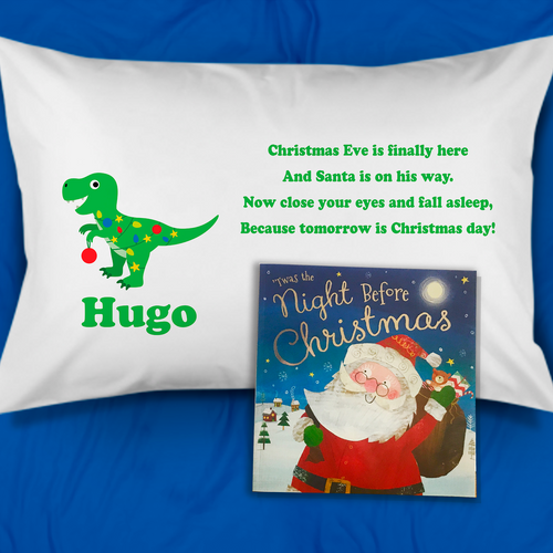 Dinosaur Personalised Christmas Eve Pillow Case & Book - Christmas - Molly Dolly Crafts