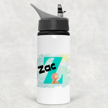 Load image into Gallery viewer, Dino Alphabet Personalised Aluminium Straw Water Bottle 650ml
