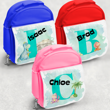 Load image into Gallery viewer, Dinosaur Alphabet Personalised Kids Insulated Lunch Bag
