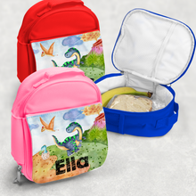 Load image into Gallery viewer, Dinosaur Personalised Kids Insulated Lunch Bag
